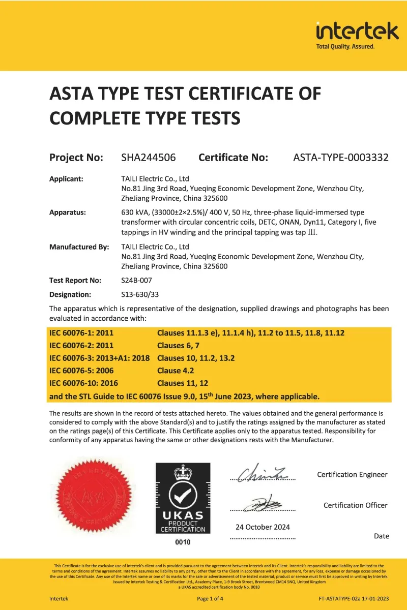 ASTA Certificate